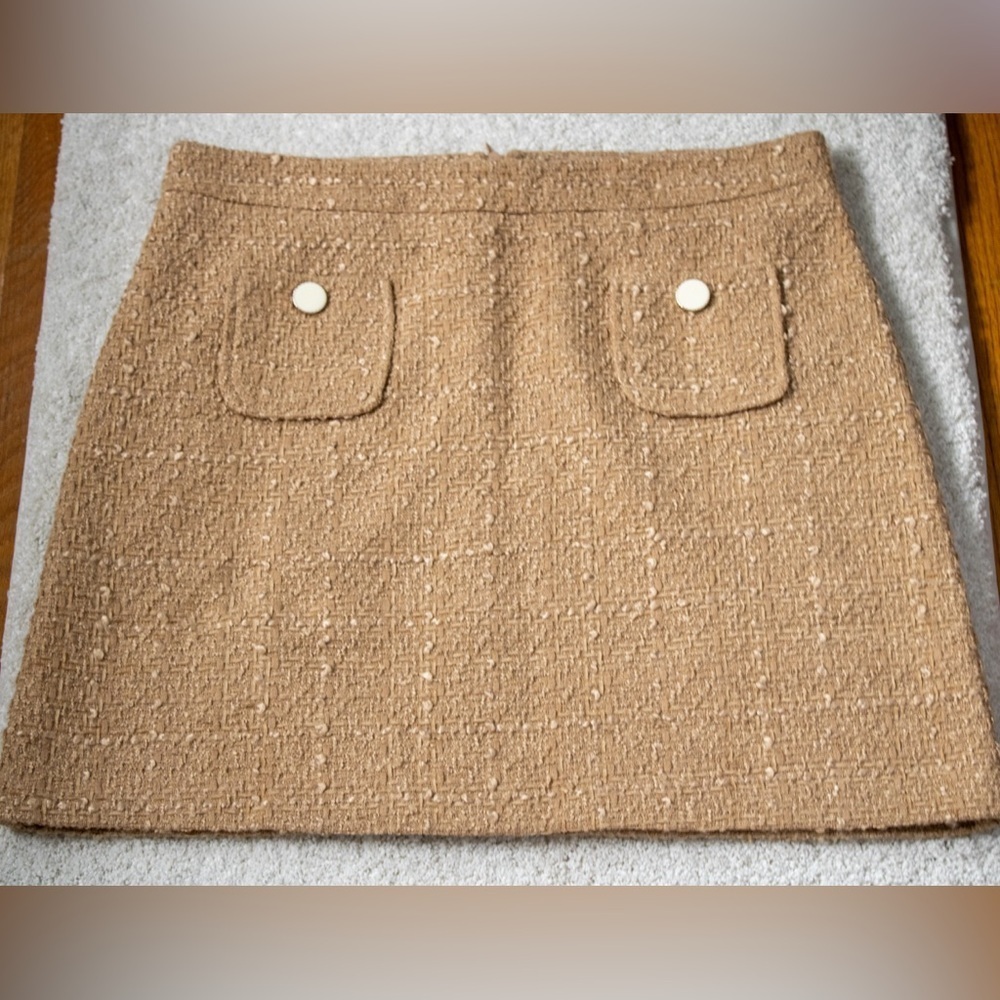 Maison d'Amélie Paris Camel Tweed Wool Blend Zip Up Women’s Miniskirt Size 10 - Picture 9 of 12